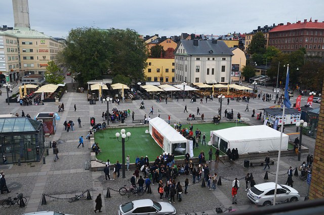 Researchers' Night activities in a square in the centre of Stockholm